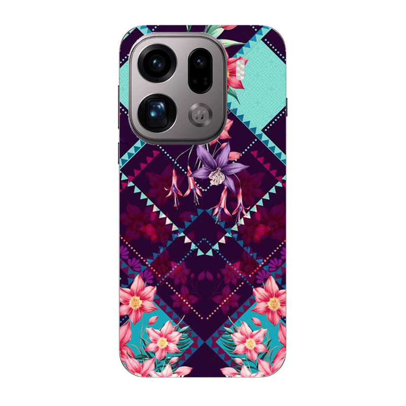 Oppo Find X9 Pro Checkered flowers Transparent Silicone TPU Θήκη